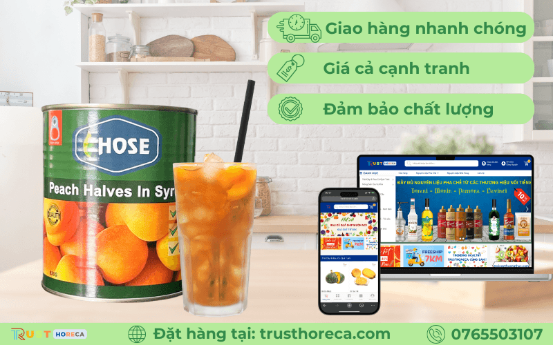 Đào ngâm nước đường Hose 820g